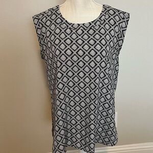 J. Crew Factory Black and White Patterned Sleeveless Top Size Small